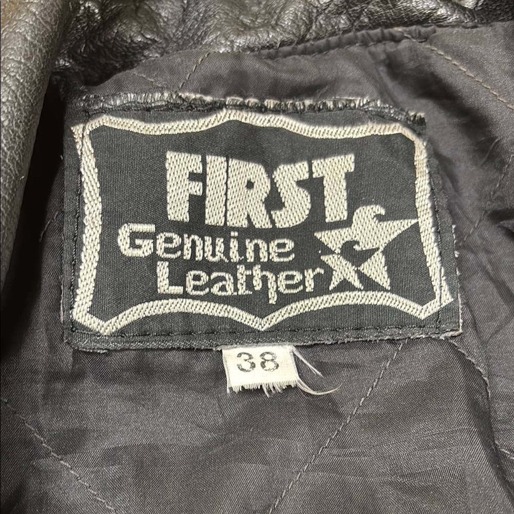 Black Leather Motorcycle Jacket Size 38 - Picture 2 of 5